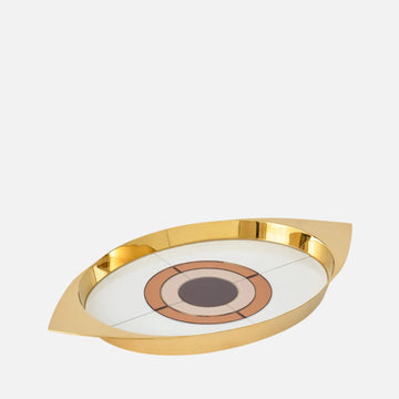 Chambeige Eye Tray – Brass & Mirrored Glass Decorative Tray