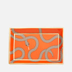 Eden Rectangular Tray - Poppy Orange Porcelain with Gold Accents