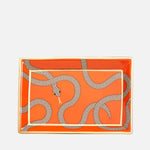 Eden Rectangular Tray - Poppy Orange Porcelain with Gold Accents