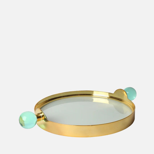 Globo Decorative Tray – Brass Frame with Acrylic Handles