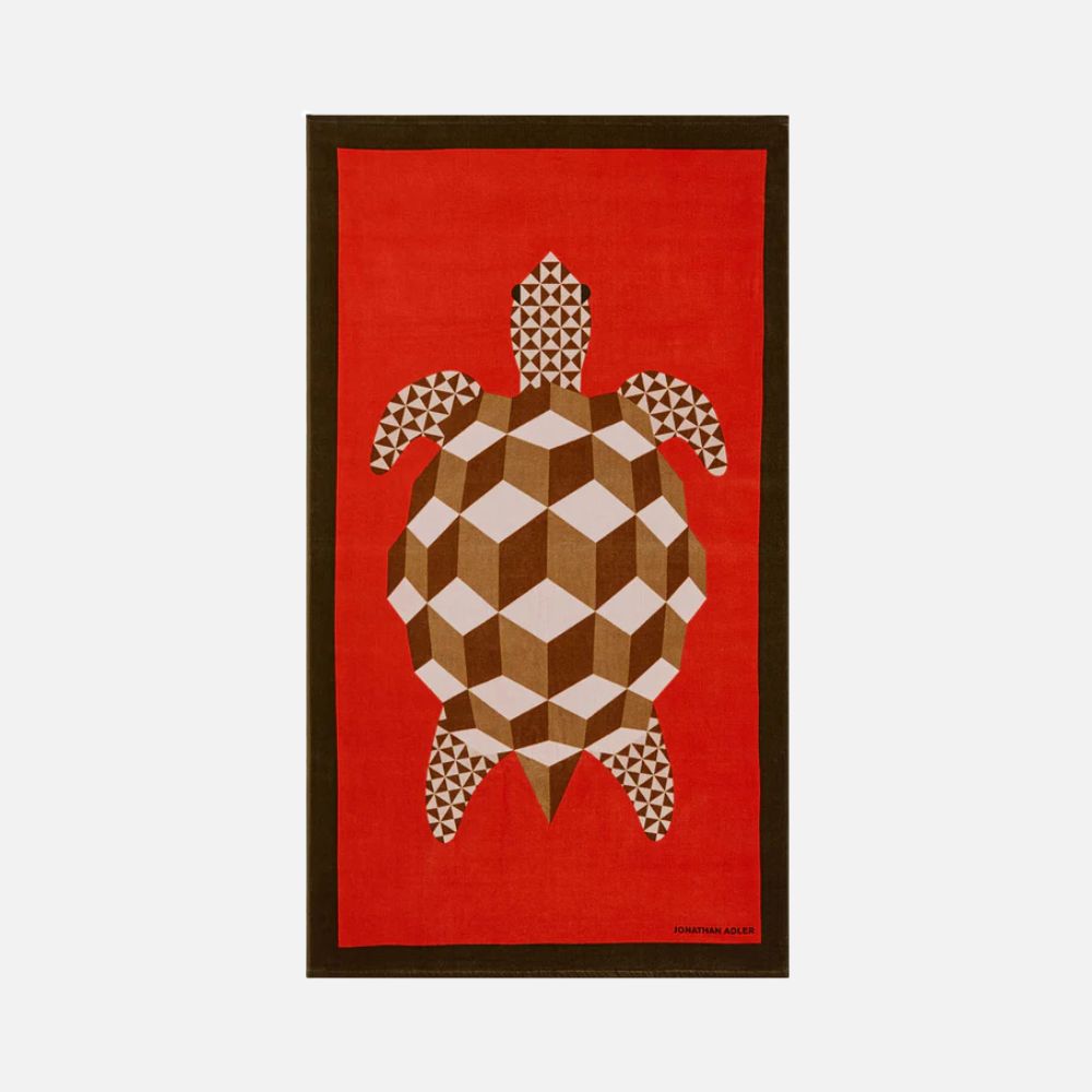 Turtle Beach Towel - Gold & Orange Geometric
