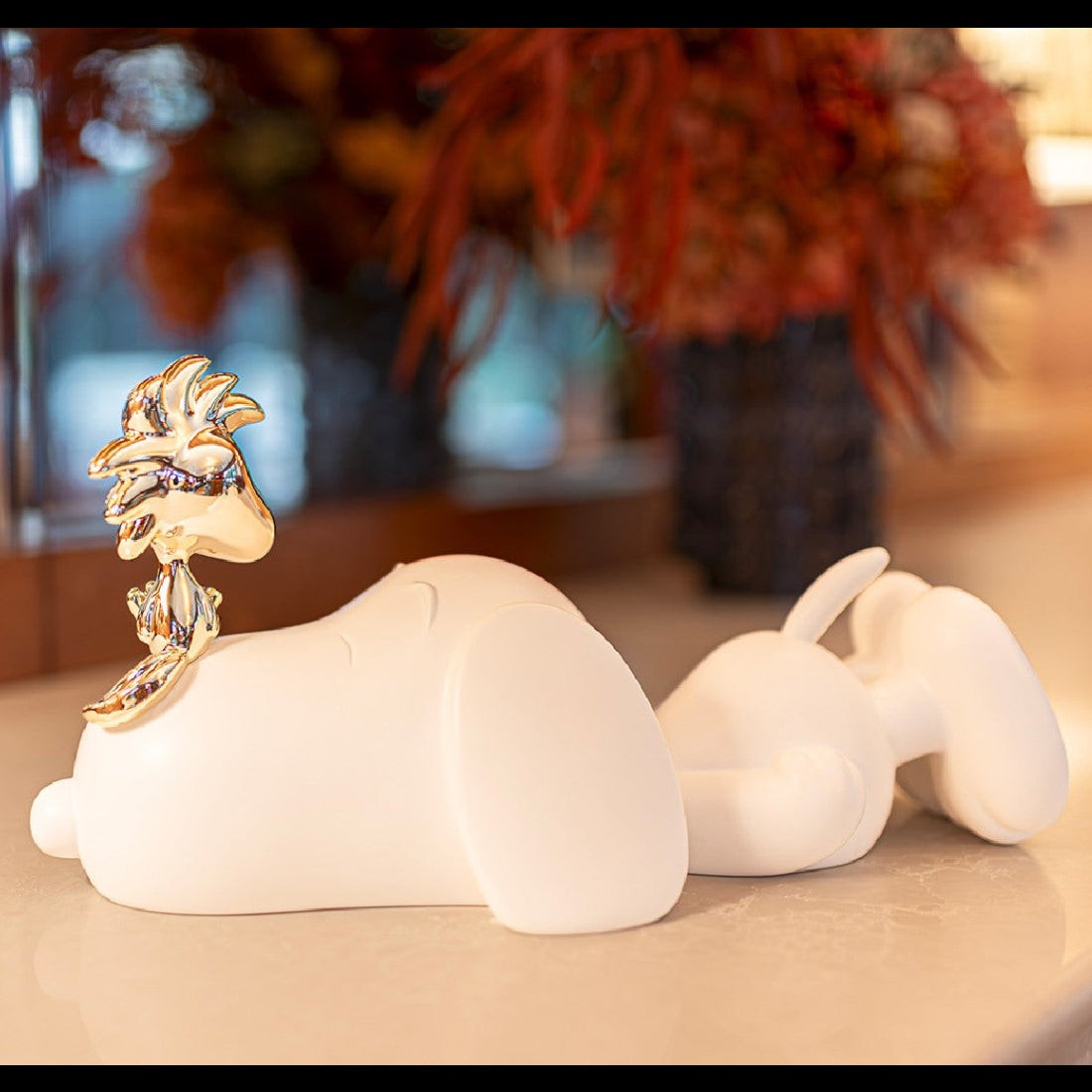 Snoopy & Woodstock Small Figurine - White/Gold