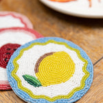 Beaded Coasters - Lemon - Set of 4