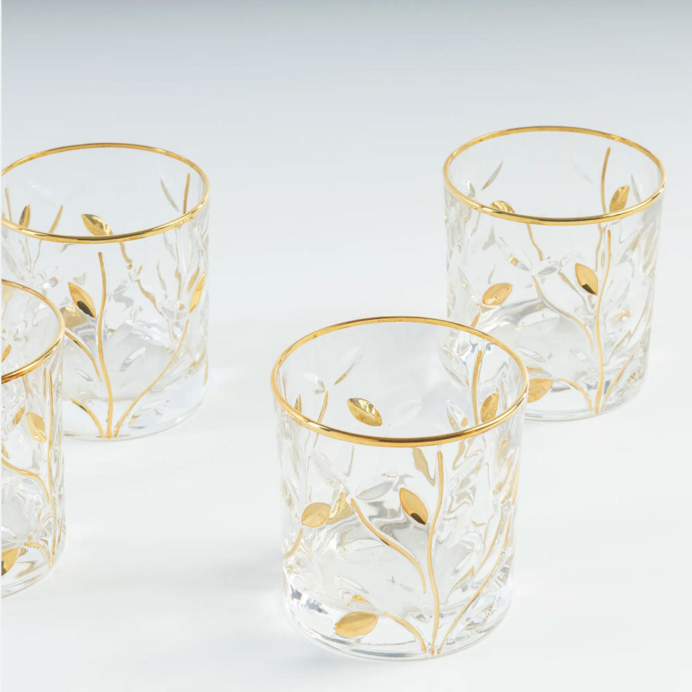 Gold Crystal Tumbler Glasses - Set of 4