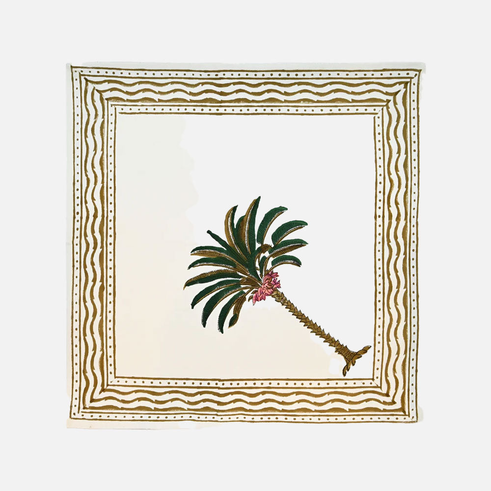 Hand-Printed Cotton Napkins – Set of 4, 40 × 40 cm