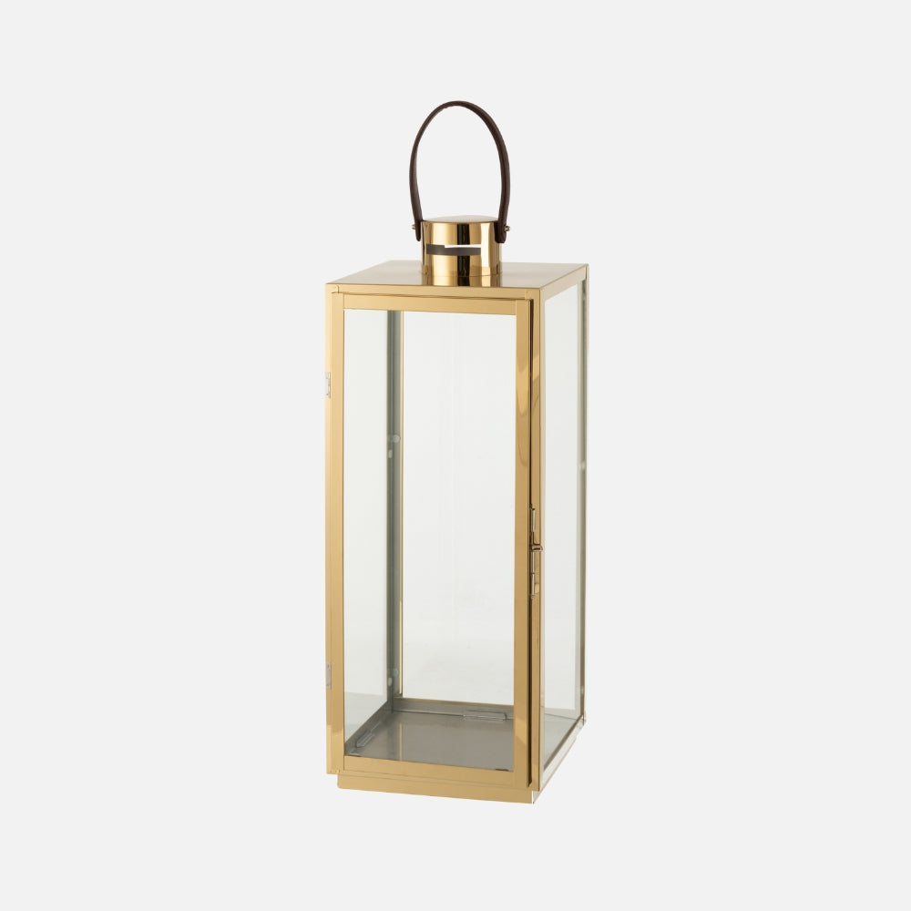 Lantern Square Metal & Glass Decorative Lantern – Gold