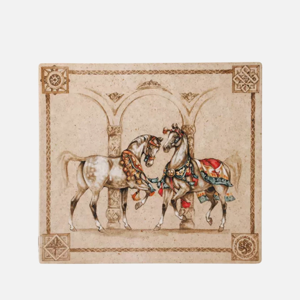 Square plate, large Wind Horses (29.5 x 26.5cm)