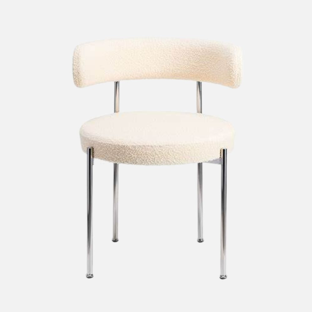 Libera Chair — Cream White Curly Wool & Chromed Metal