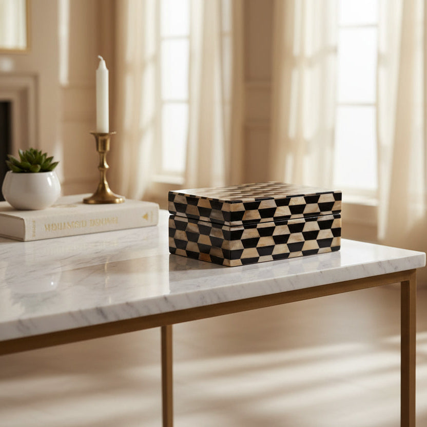 Luxury Wooden Box with Horn Detailing