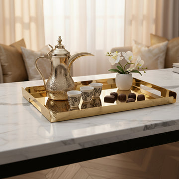 صينية كورا كبيرة من الفولاذ المطلي بالذهب