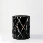 Hurricane Crystal Lamp Medium – Black Crystal Candle Holder