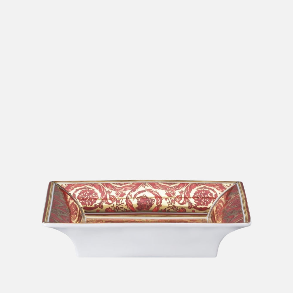 Medusa Garland Dish – Red Square Porcelain Plate -(18 x 18cm)