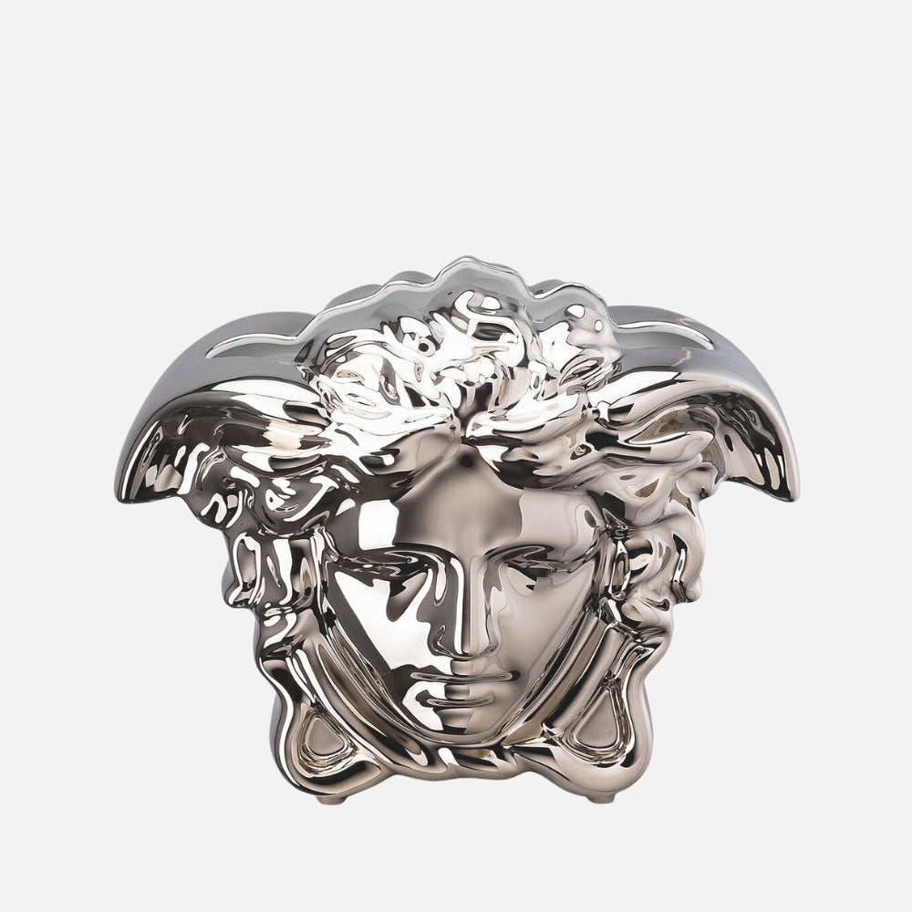Medusa Grande Vase – Silver Porcelain, 21cm