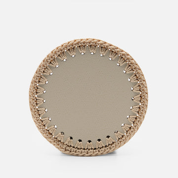 Rochelle Leather & Crochet Coasters Set of 6 (Ivory)