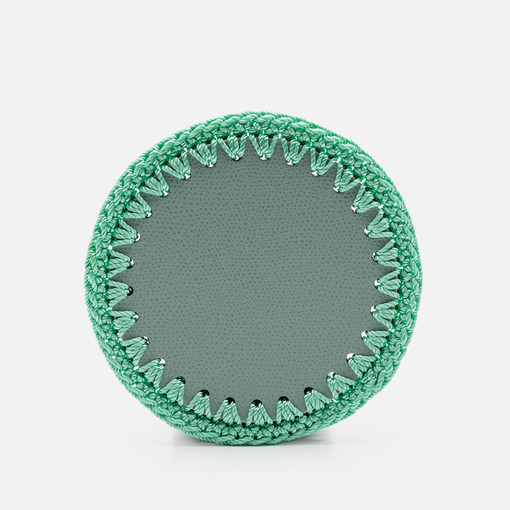 Rochelle Leather &amp; Crochet Coasters Set of 6 (Mint)