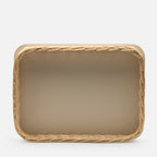 Orsay Ivory Leather & Rattan Rectangular Large Tray