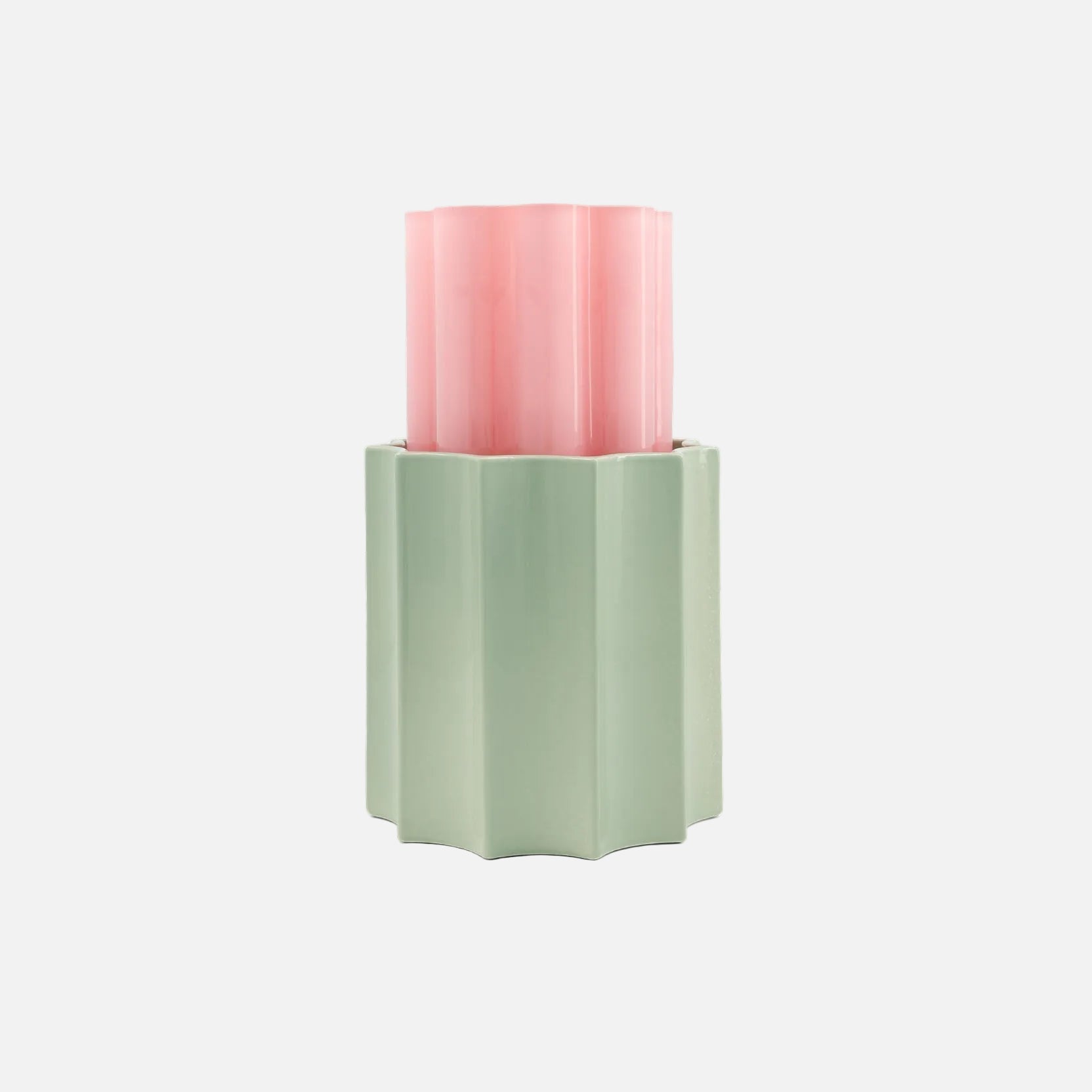 Duetto Vase Candy Pink & Almond Green