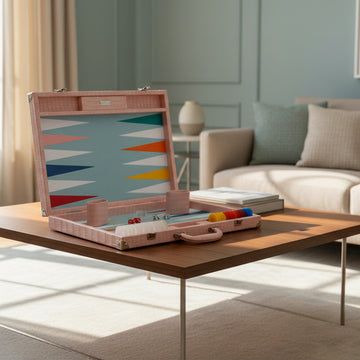 طاولة الزهر الكبيرة ذات التمساح الوردي