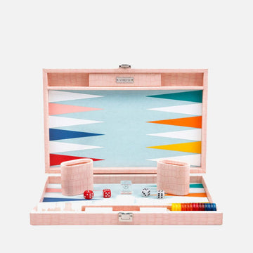 طاولة الزهر متوسطة الحجم من التمساح الوردي