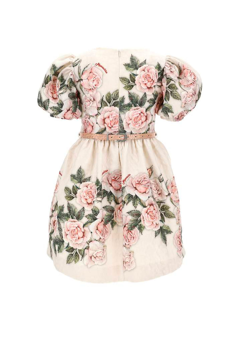 Puff Sleeve Rose Print Dress for Girls