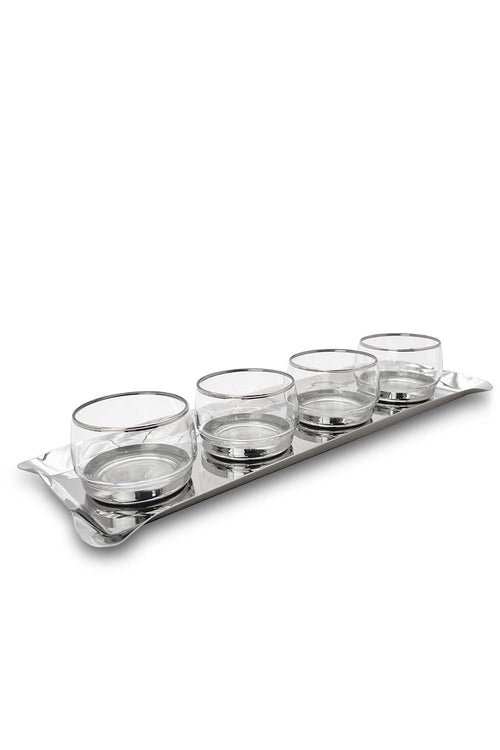 Quadro 4 Section Serving Platter, Silver