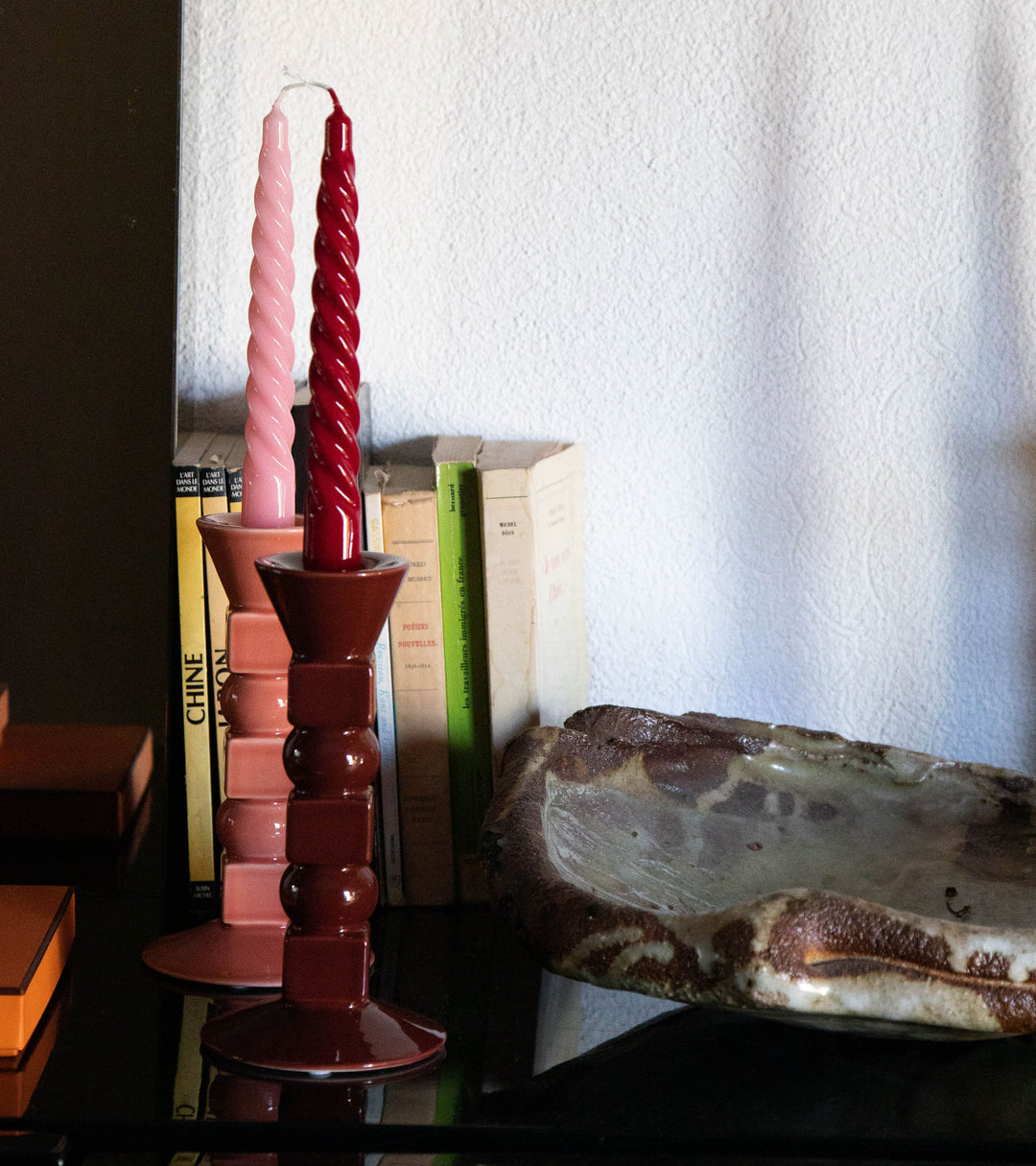 حامل شموع آنا – نموذج صغير باللون الوردي البودرة (روز بودر)