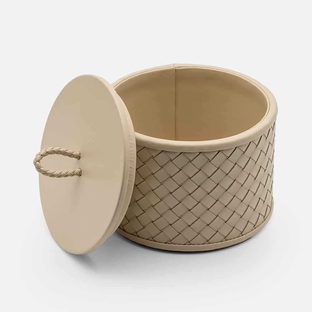 Jana Handwoven Round Box Smooth Leather