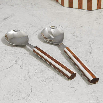 Lyra Inlay Serving Set – Handcrafted Acacia & Mother of Pearl