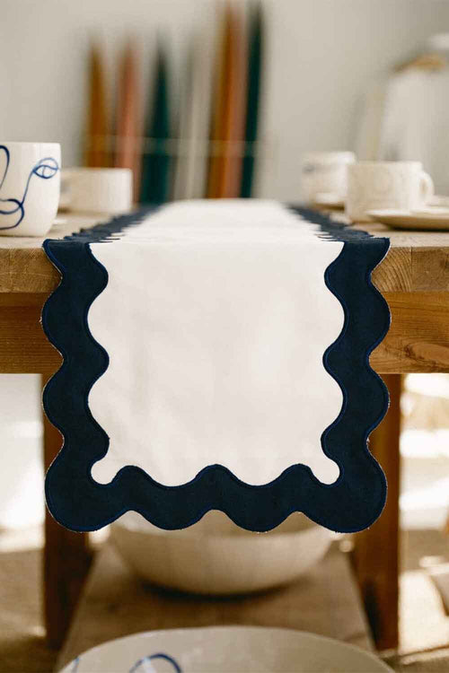 Riviera Table Runner, White, 210cm