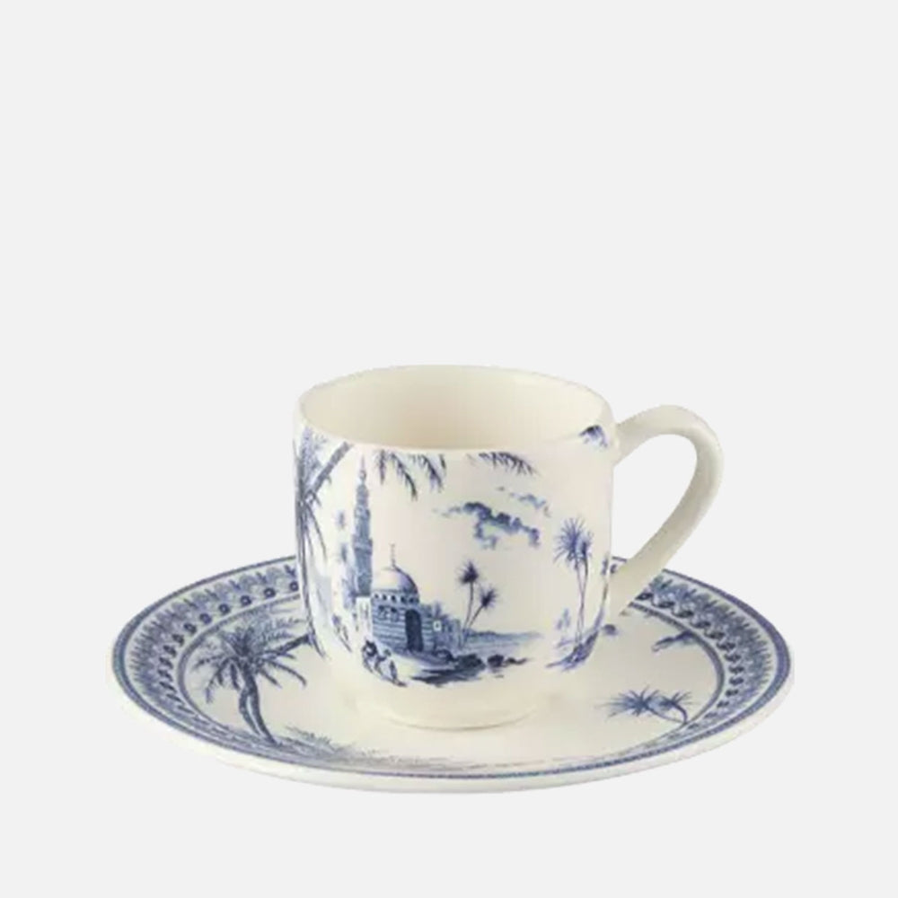 مجموعة من كوبين قهوة وصحنين - أزرق غير متطابق