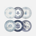 Blue Mismatched Set of 6 Assorted Dessert Plates (Ø 23,2 cm - Ø 22 cm )