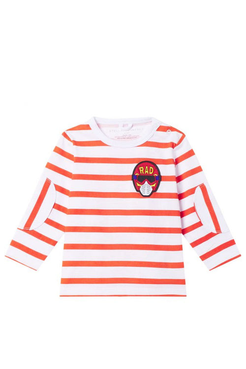 Striped Jersey T-Shirt W/Badge for Boys