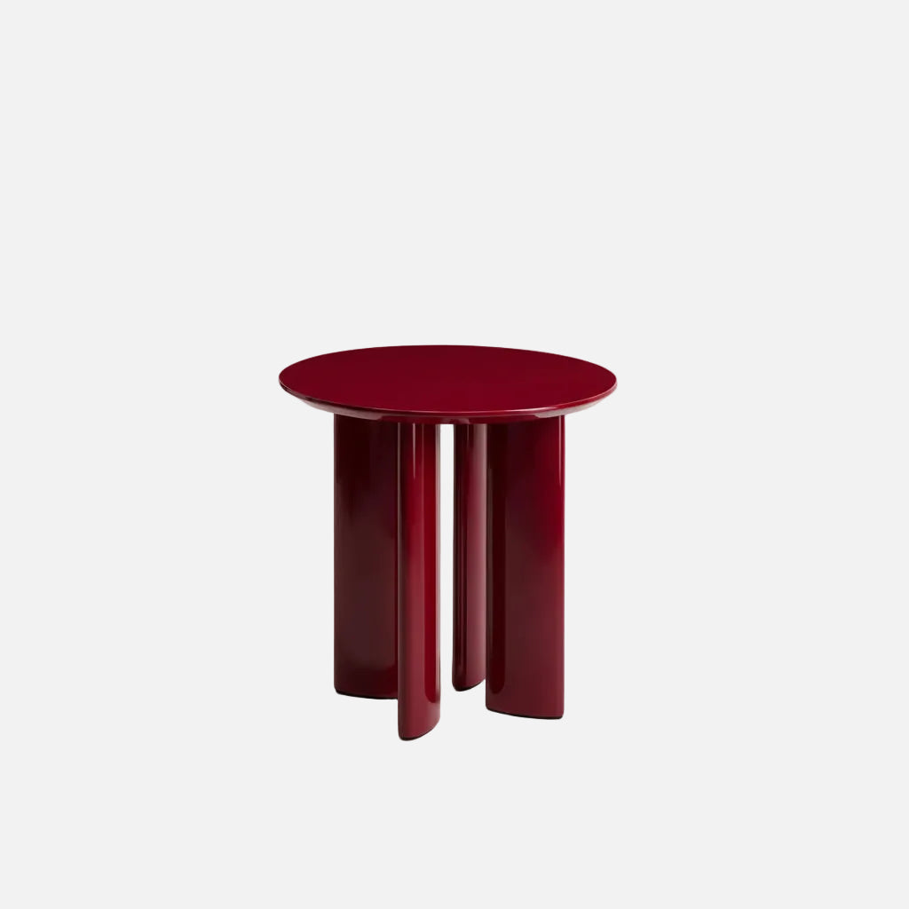 Burgundy lacquered beech wood side table