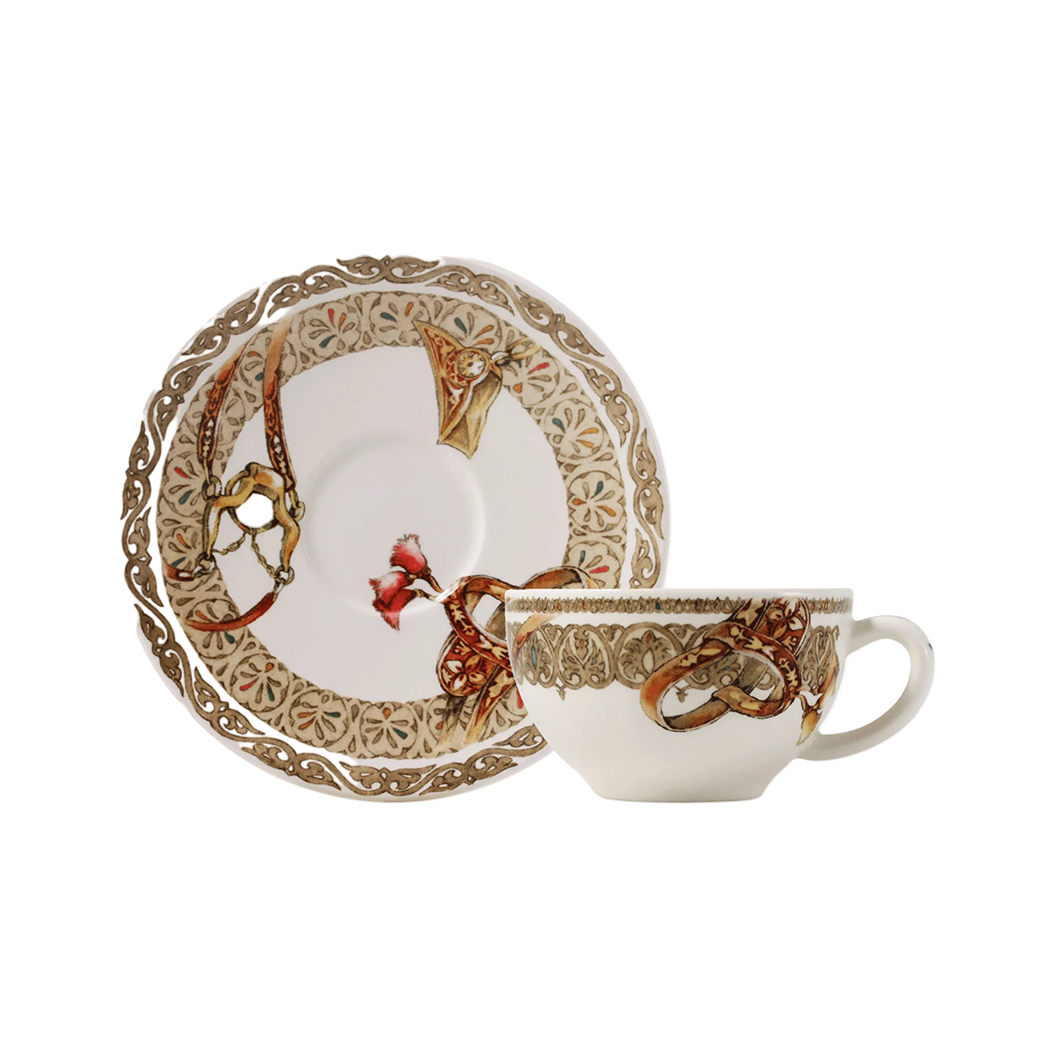 Set of 2 Tea Cups & Saucers - Wind Horses(16 cl x Ø 15.2cm)