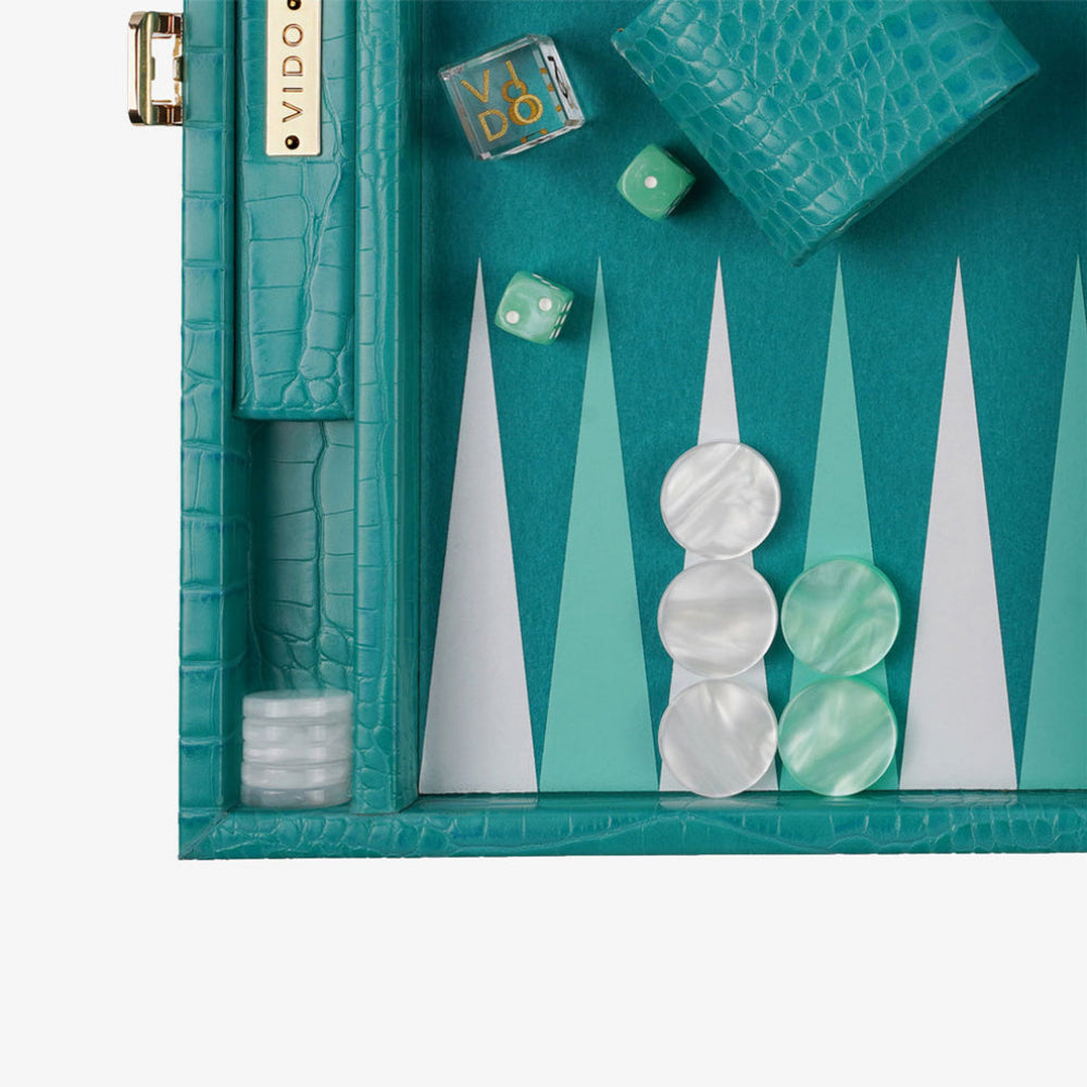 Teal Alligator Medium Backgammon