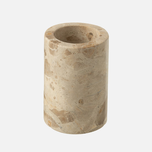Marble Toothbrush Holder – Beige Cylinder