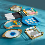 Globo Decorative Tray – Brass Frame with Acrylic Handles