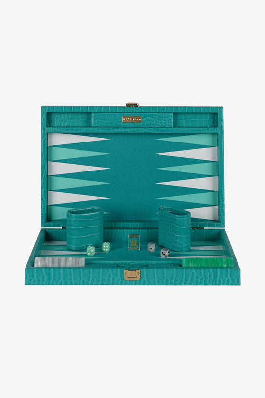 Teal Alligator Medium Backgammon