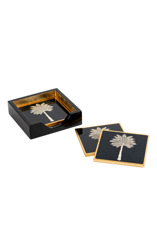 Caspari Lacquer coaster set-Black Gr