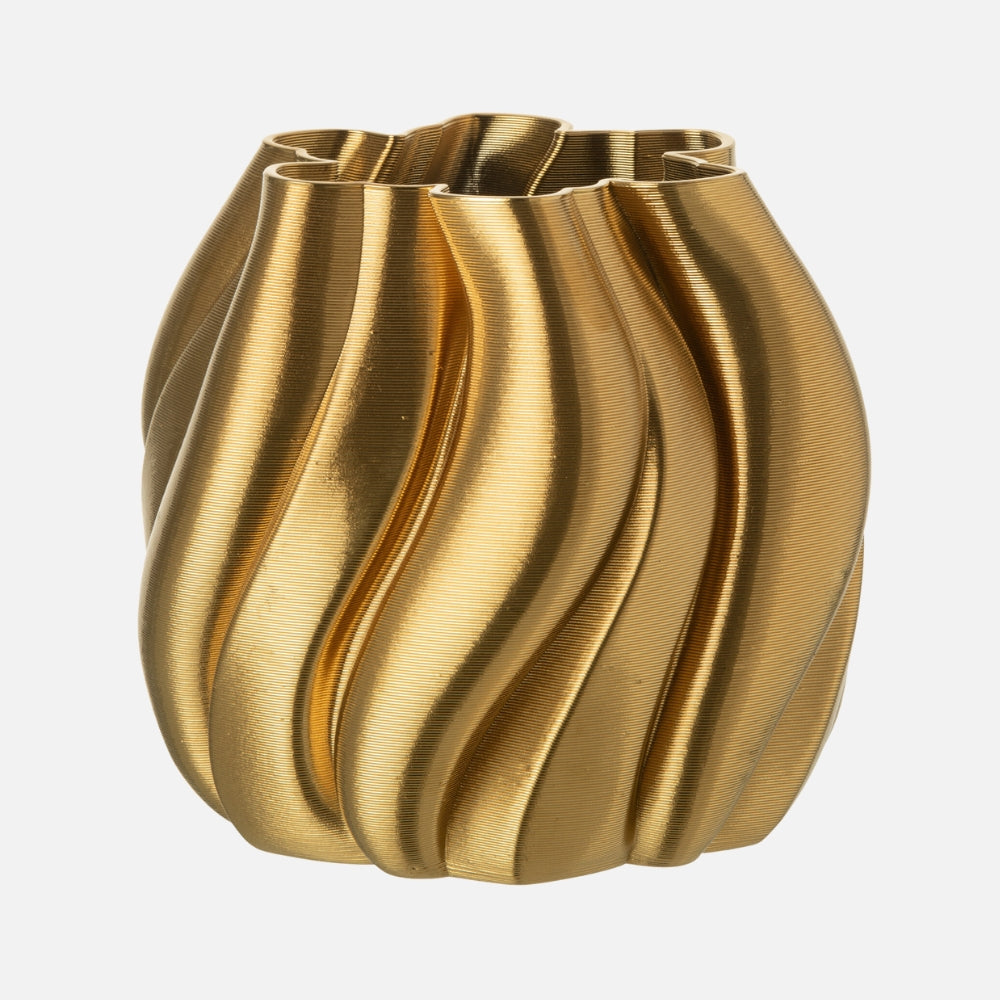 Gold 3D Printed Porcelain Irregular Vase