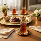 3D Gold Palm Espresso Cups with Gold Saucer (Set of 6)