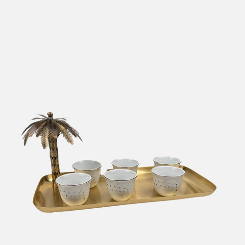 Palm Tray Gold with 6 Masbaha Chaffe Cups