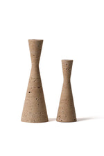 Conical Travertine Candle Holder, Set of 2
