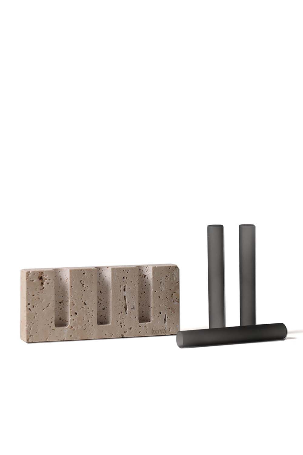 Travertine Marble Base with Glass Tubes