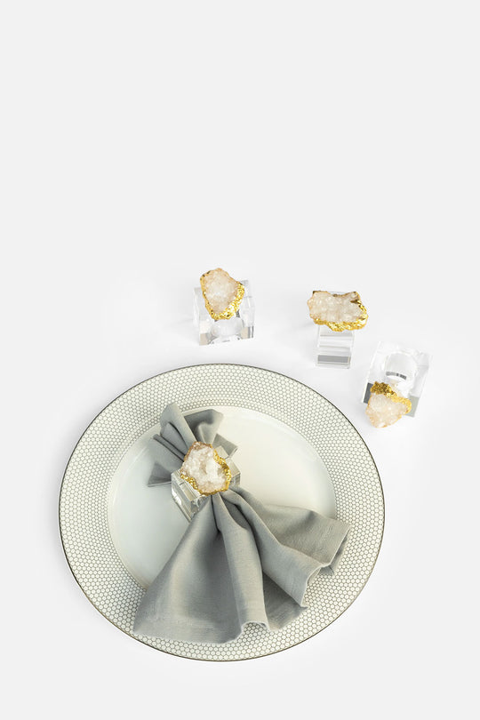 White Quartz Napkin Rings, Set of 4