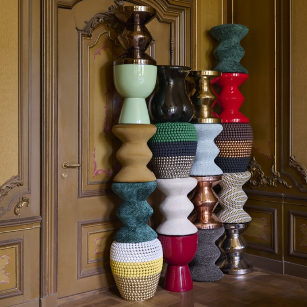 Pols Zig Zag Metal Stool – Silver Side Table