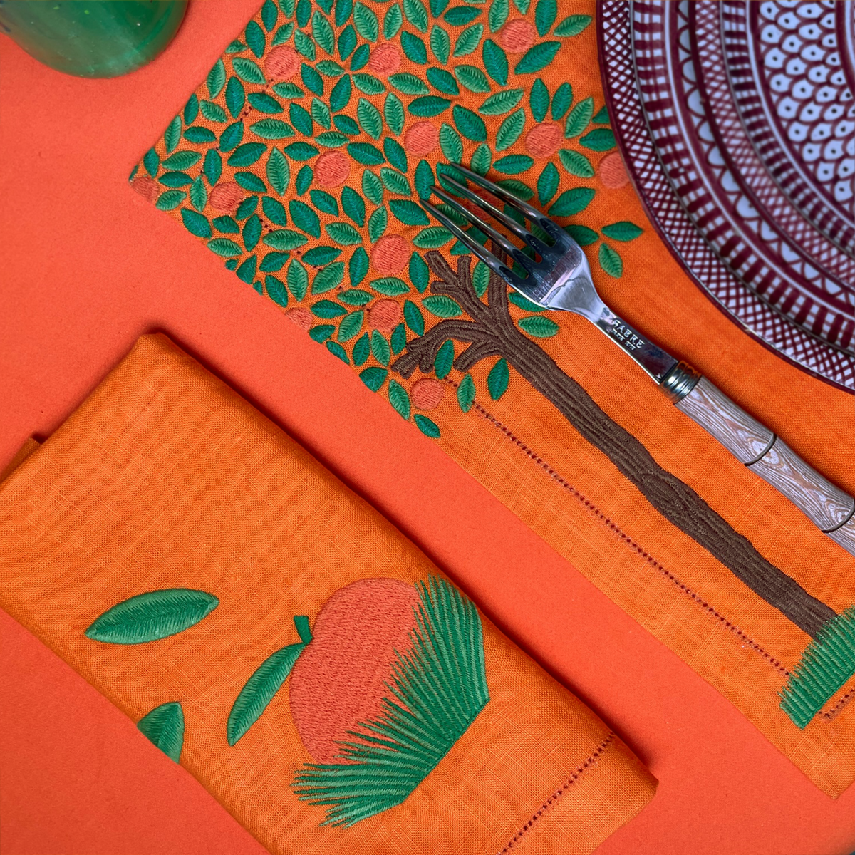Orange Tree Napkins, Set of 4, Orange
