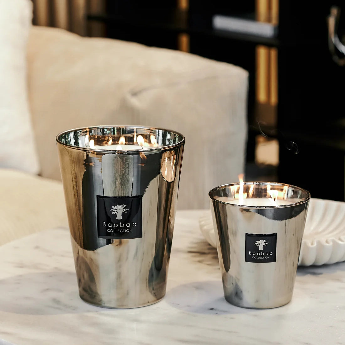 Baobab Collection Les Exclusives Platinum 5-wick scented candle in mouth-blown glass, 3kg, front view (3)