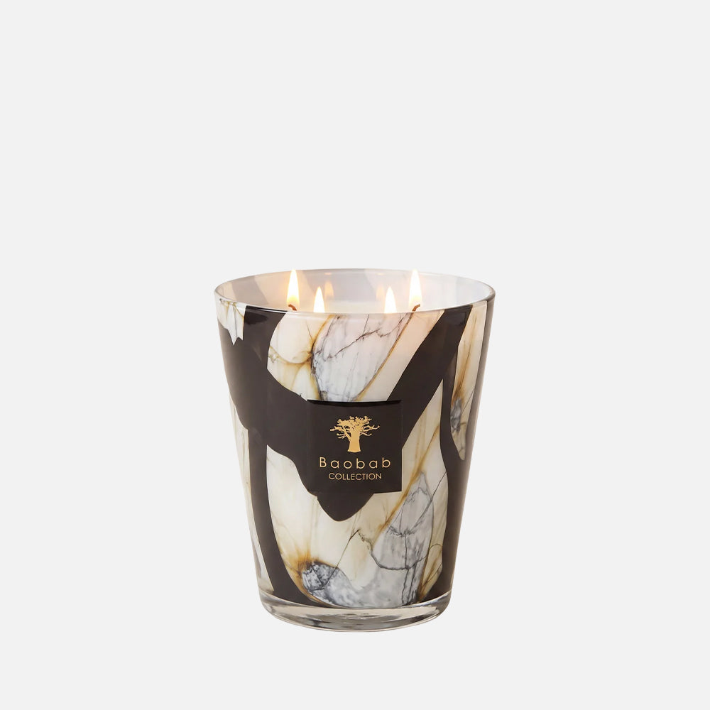 Baobab Collection Stones Marble 4-wick scented candle in mouth-blown glass, 1.1kg, front view