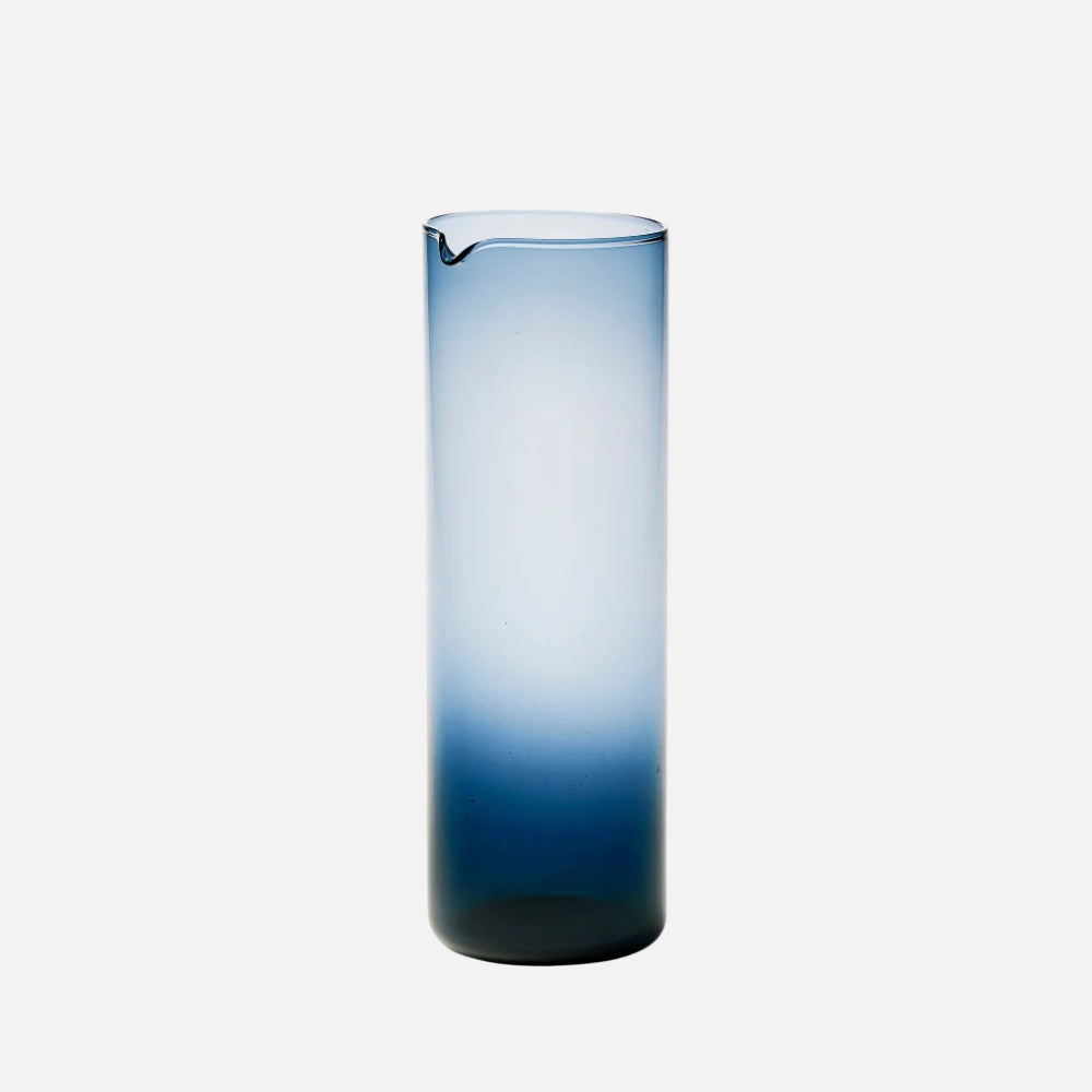 Bitossi Home Bloom hand-blown carafe in dark blue glass, 1 litre, front view